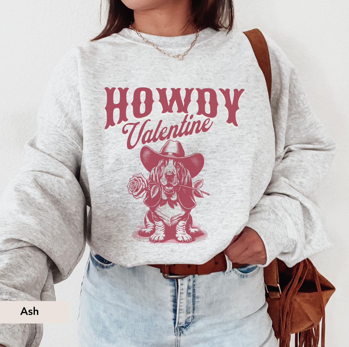 Howdy Basset Hound Valentine Sweatshirt, Basset Hound, Basset Hound Shirt, Basset Hound mom, Basset Hound Valentines, Basset Hound Gifts
