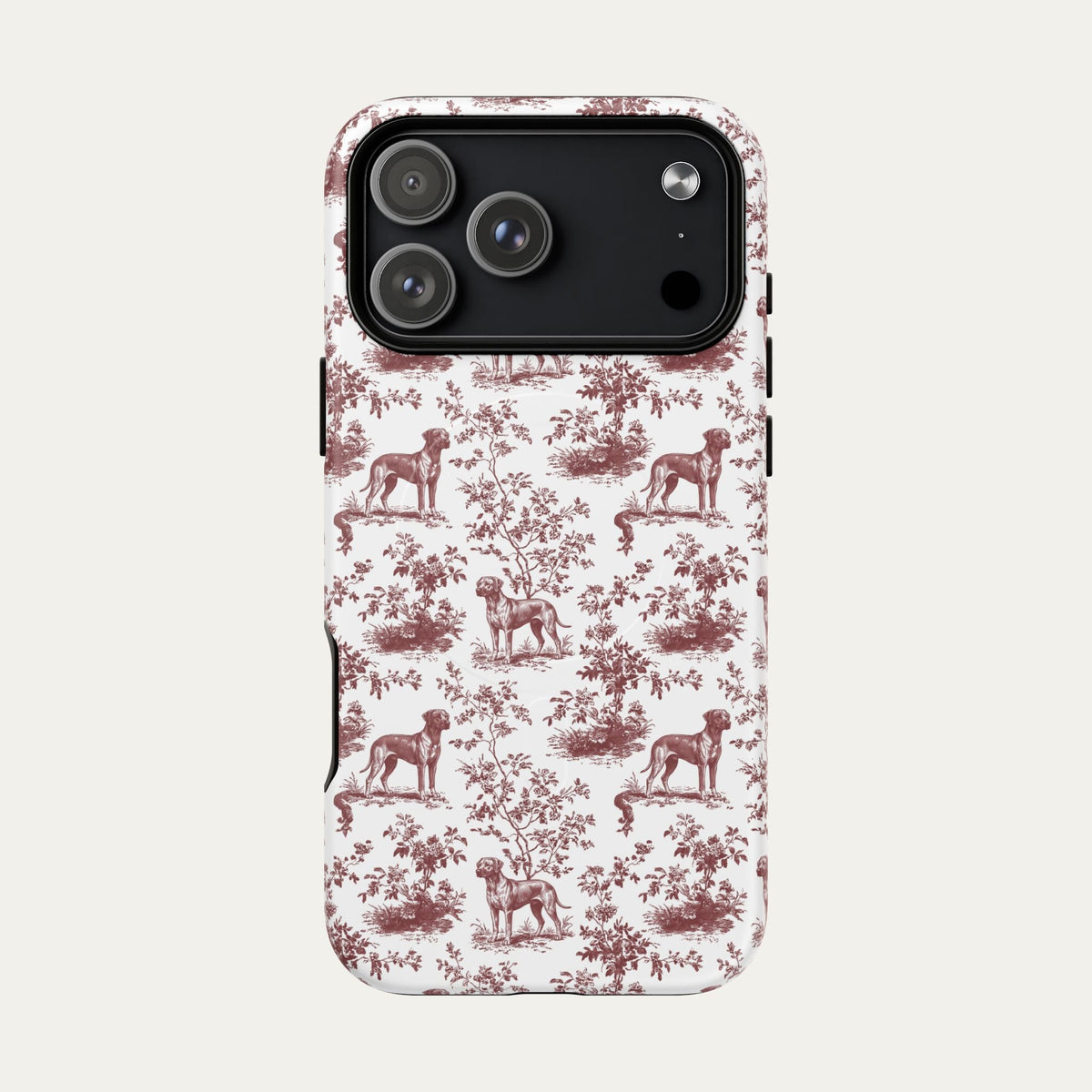 Rhodesian Ridgeback Burgundy Toile phone Case