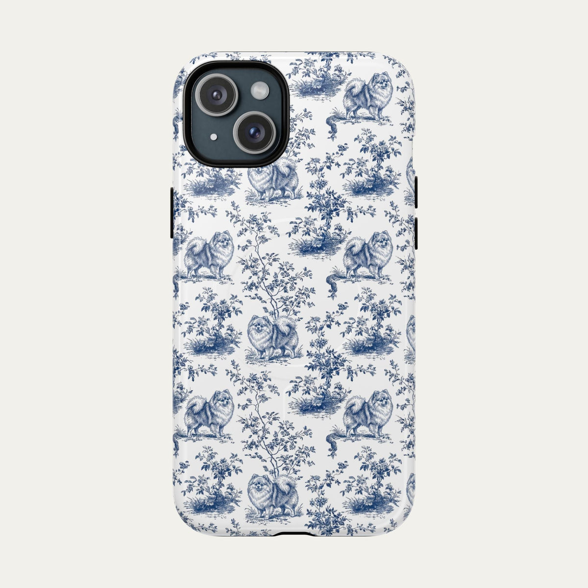 Pomeranian Blue Toile Phone case