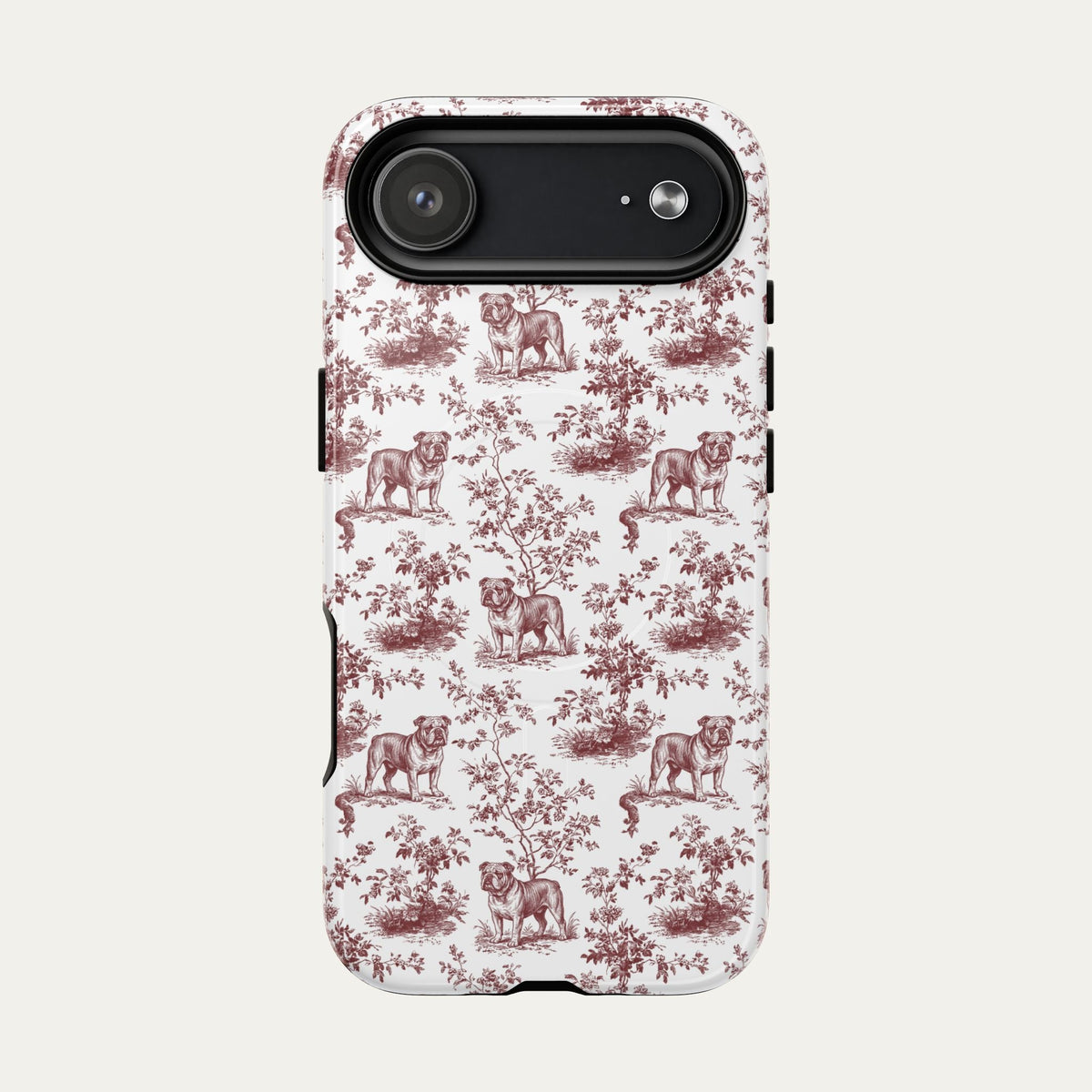 English Bulldog Burgundy Toile phone Case