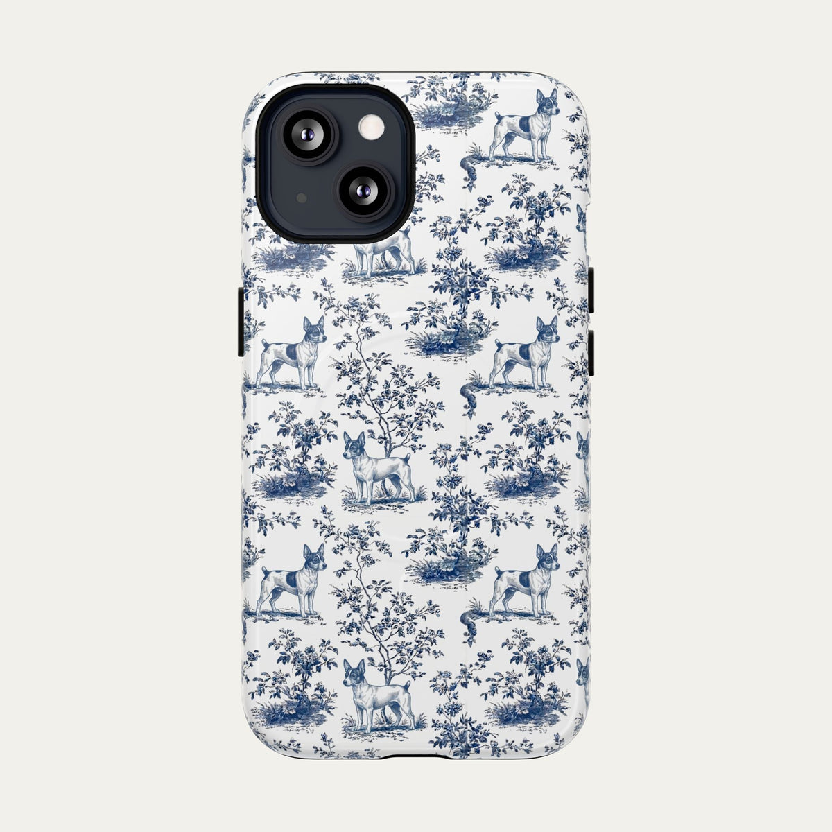 Toy Fox Terrier Blue Toile Phone case