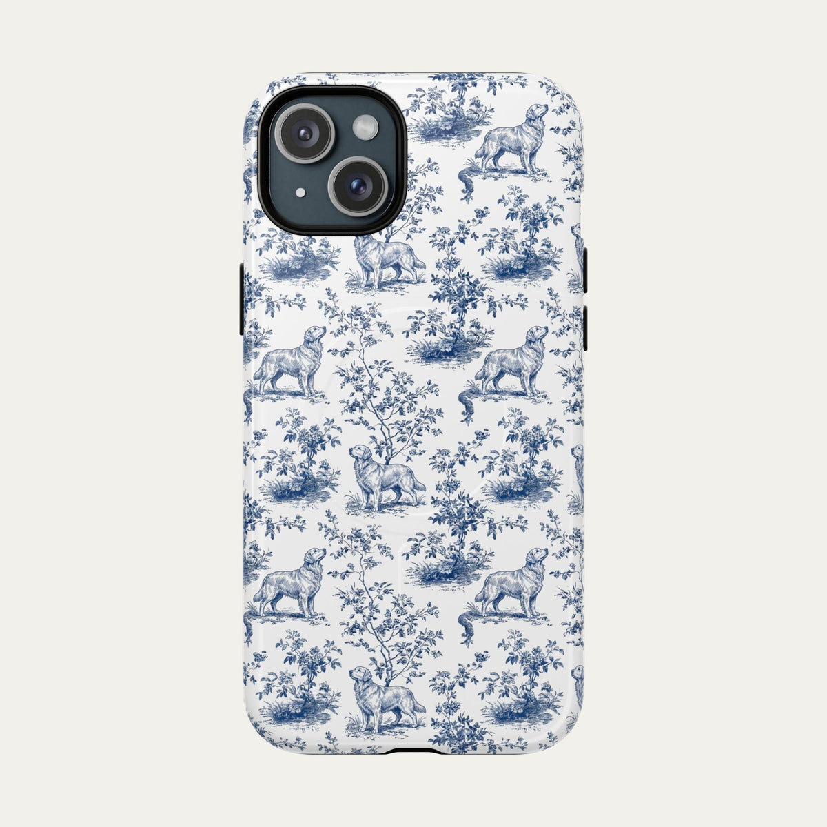 Golden Retriever Blue Toile Phone case