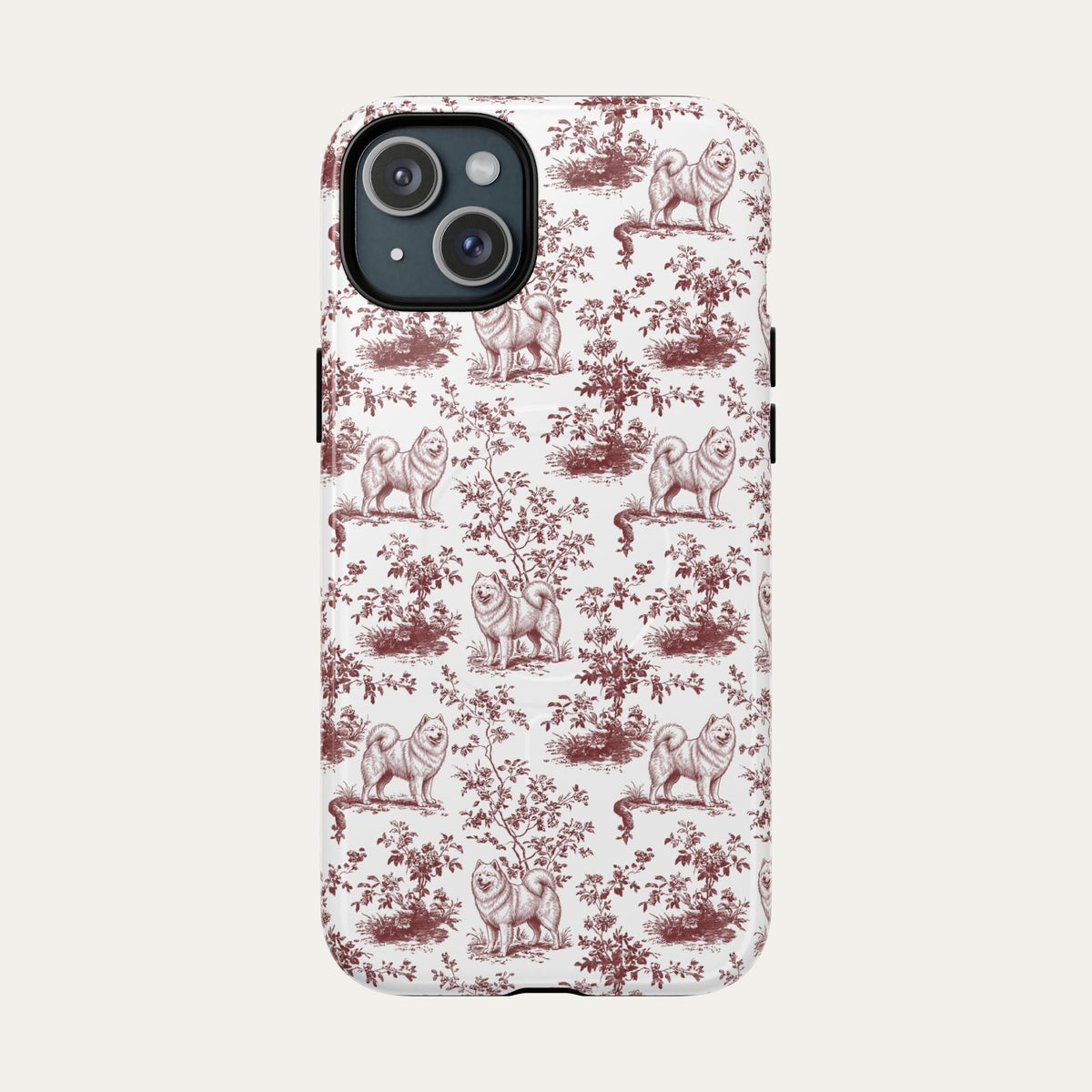 Samoyed Burgundy Toile phone Case