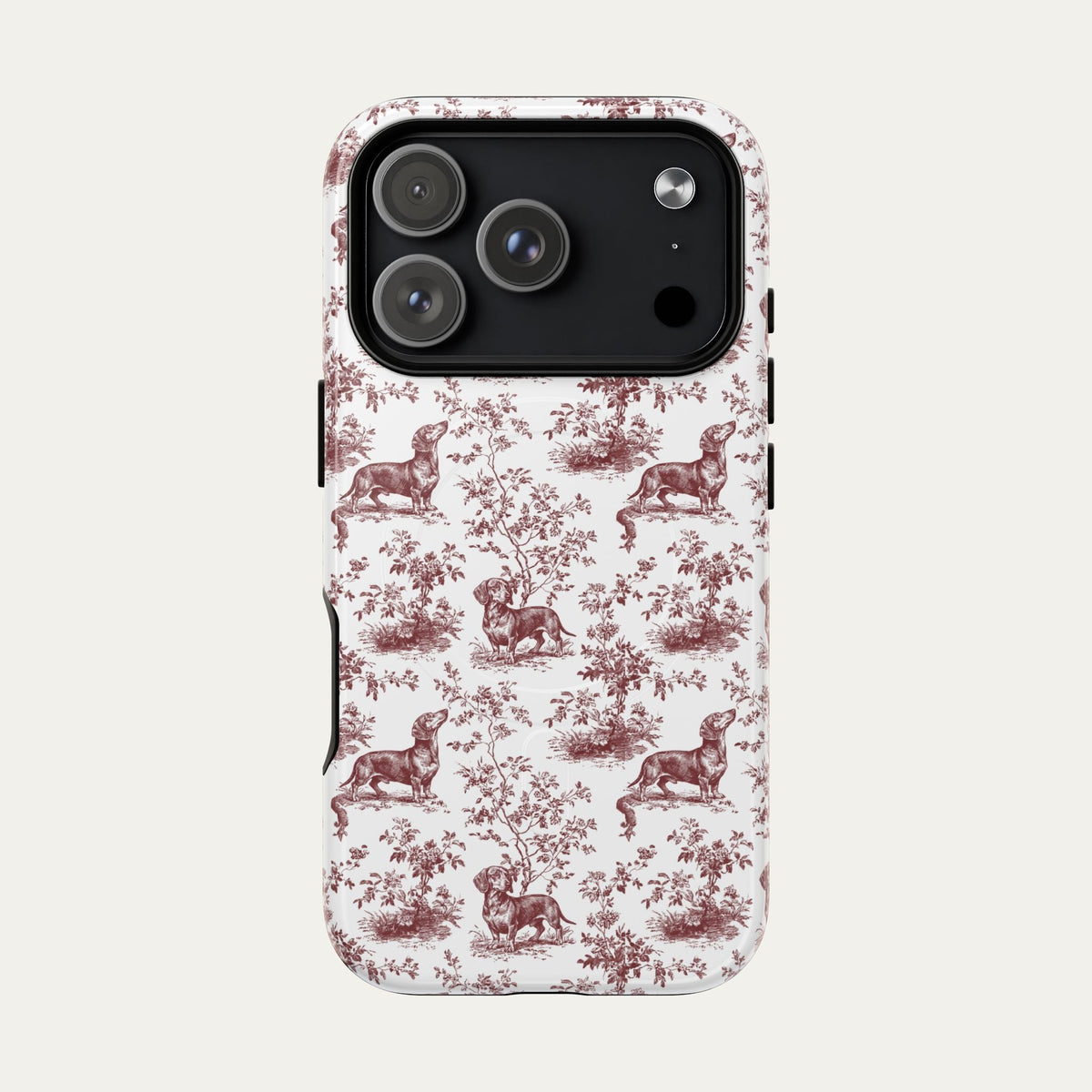 Dachshund Shorthaired Burgundy Toile phone Case