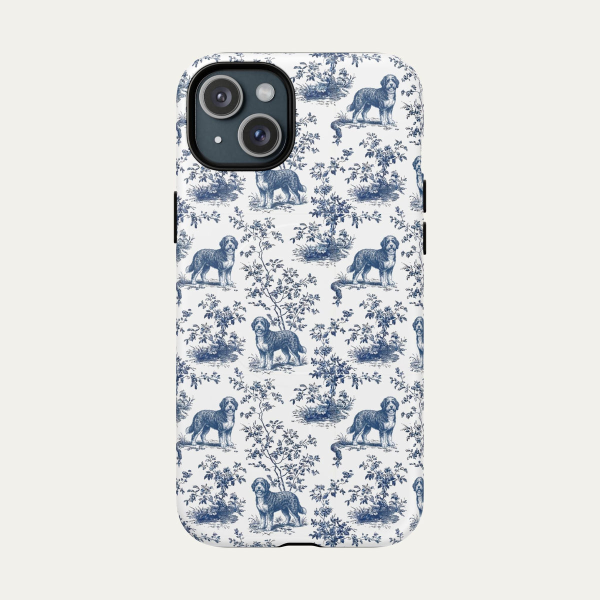 Bernedoodle Blue Toile Phone case