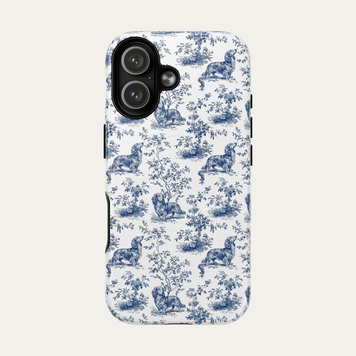 Dachshund Longhaired Blue Toile Phone case