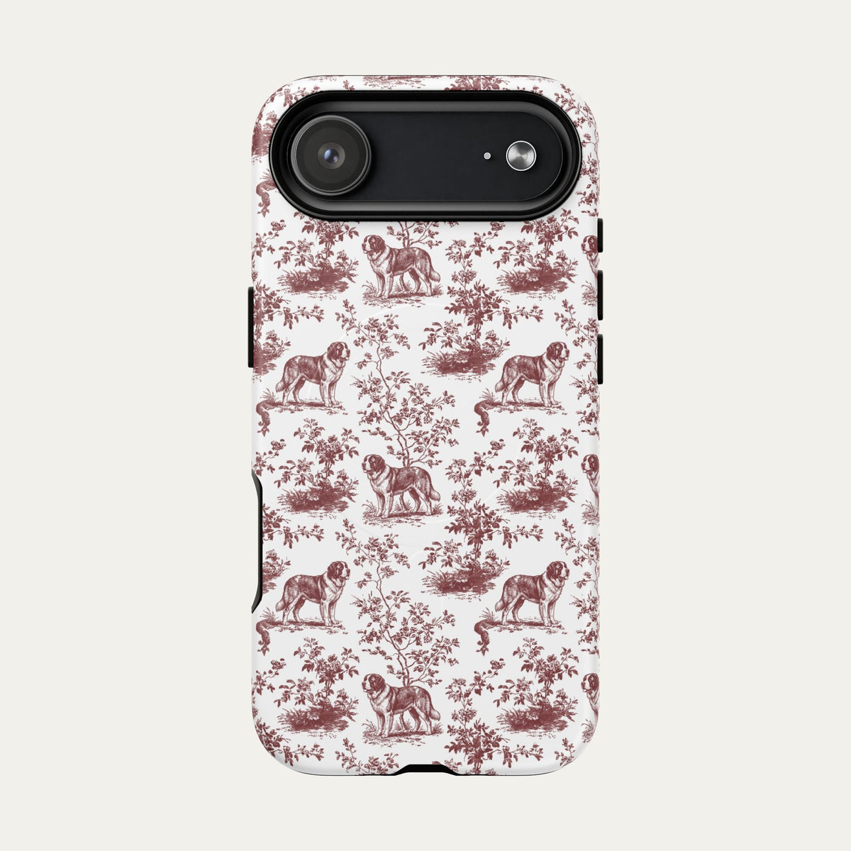 Saint Bernard Burgundy Toile phone Case