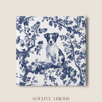 Jack Russell Ceramic Coaster French Blue Toile