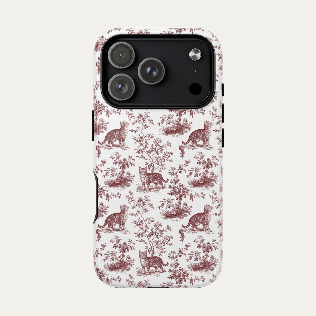 Tabby Cat Burgundy Toile phone Case