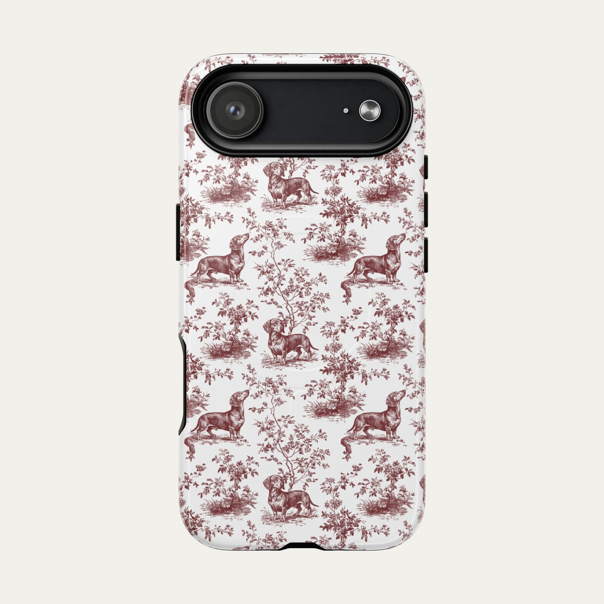 Dachshund Shorthaired Burgundy Toile phone Case