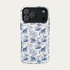 Tabby Cat Blue Toile Phone case