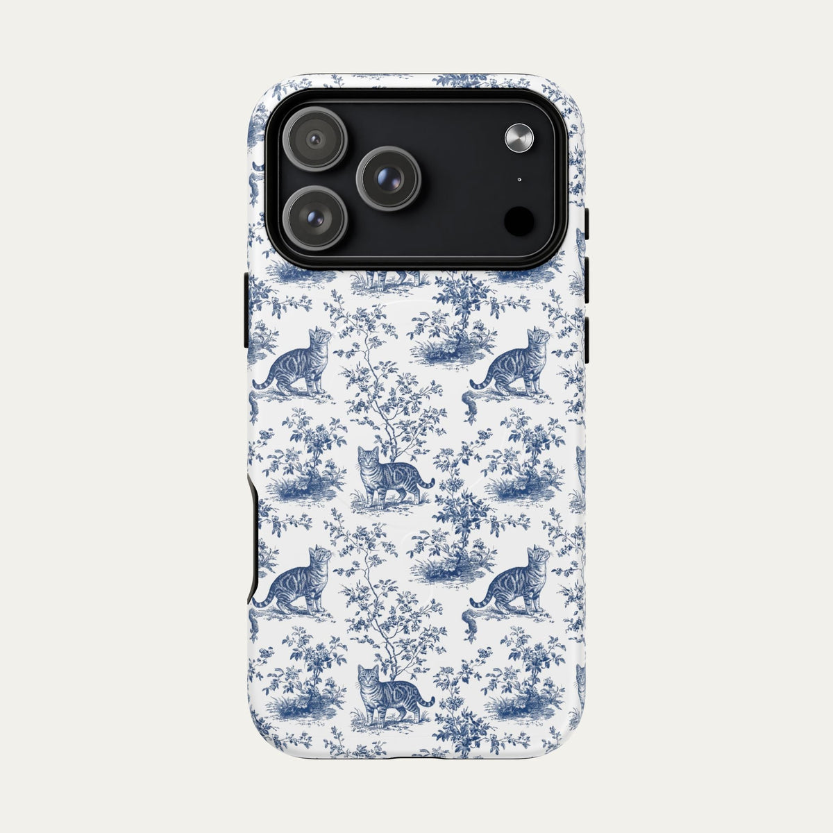 Tabby Cat Blue Toile Phone case