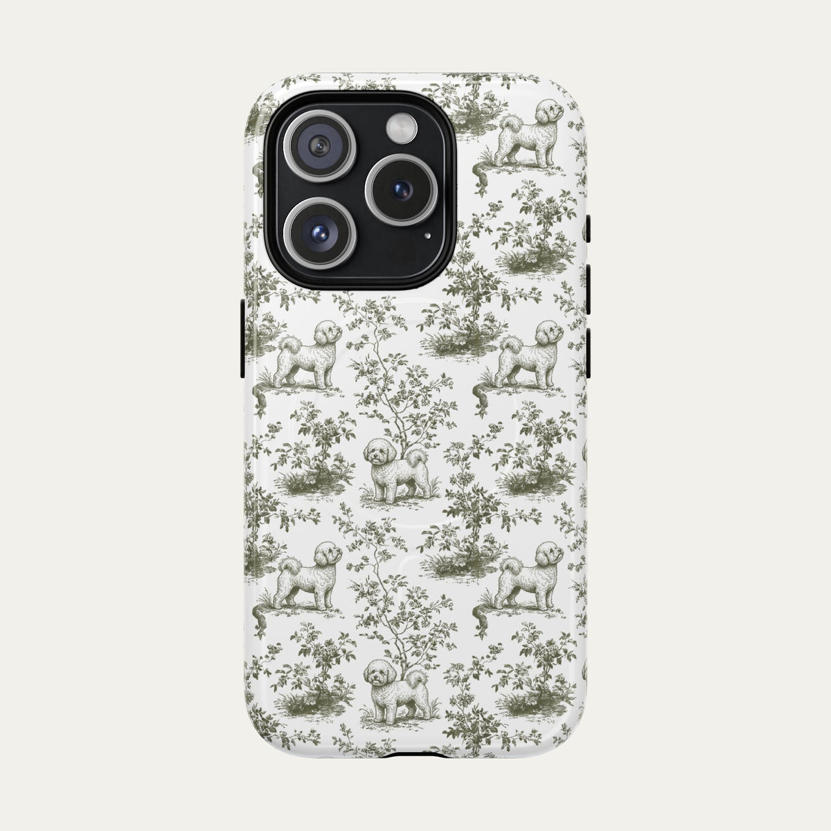 Bichon Frise Sage Green Toile phone Case