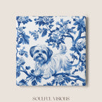 Maltese Ceramic Coaster French Blue Toile