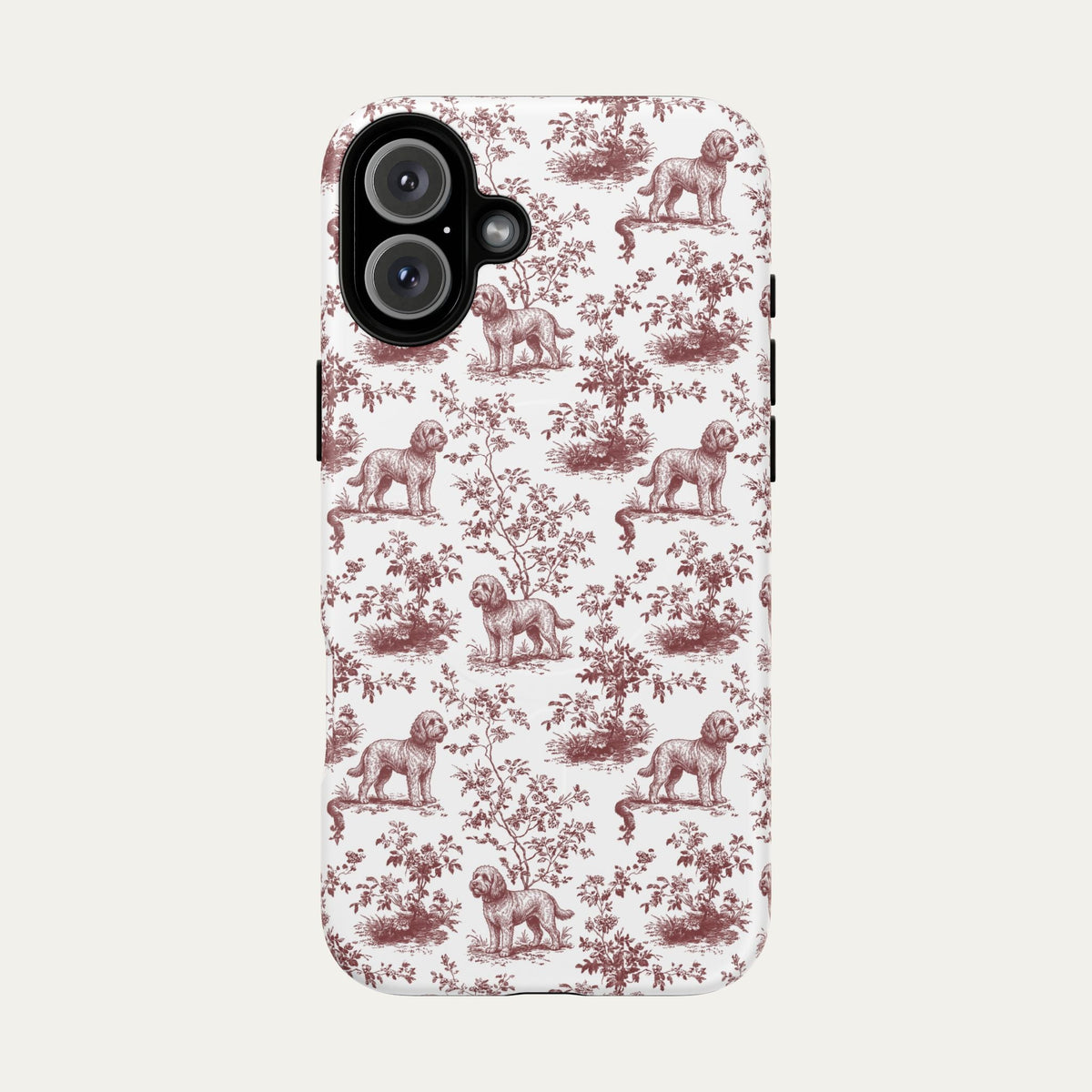 Cockapoo Burgundy Toile phone Case