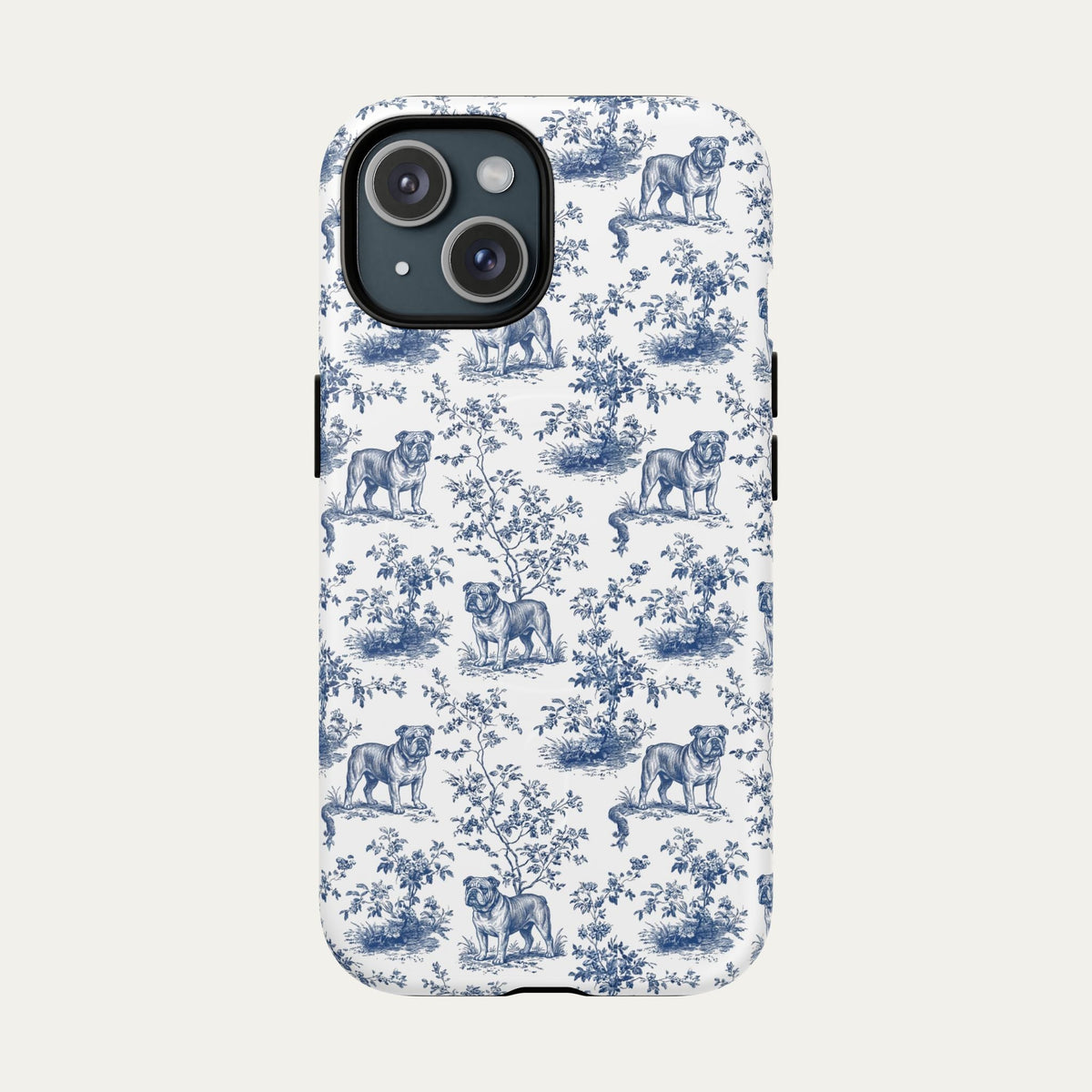 English Bulldog Blue Toile Phone case