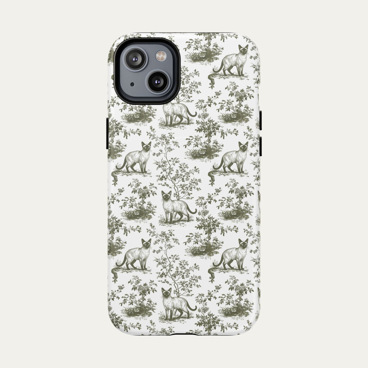 Siamese Cat Sage Green Toile phone Case