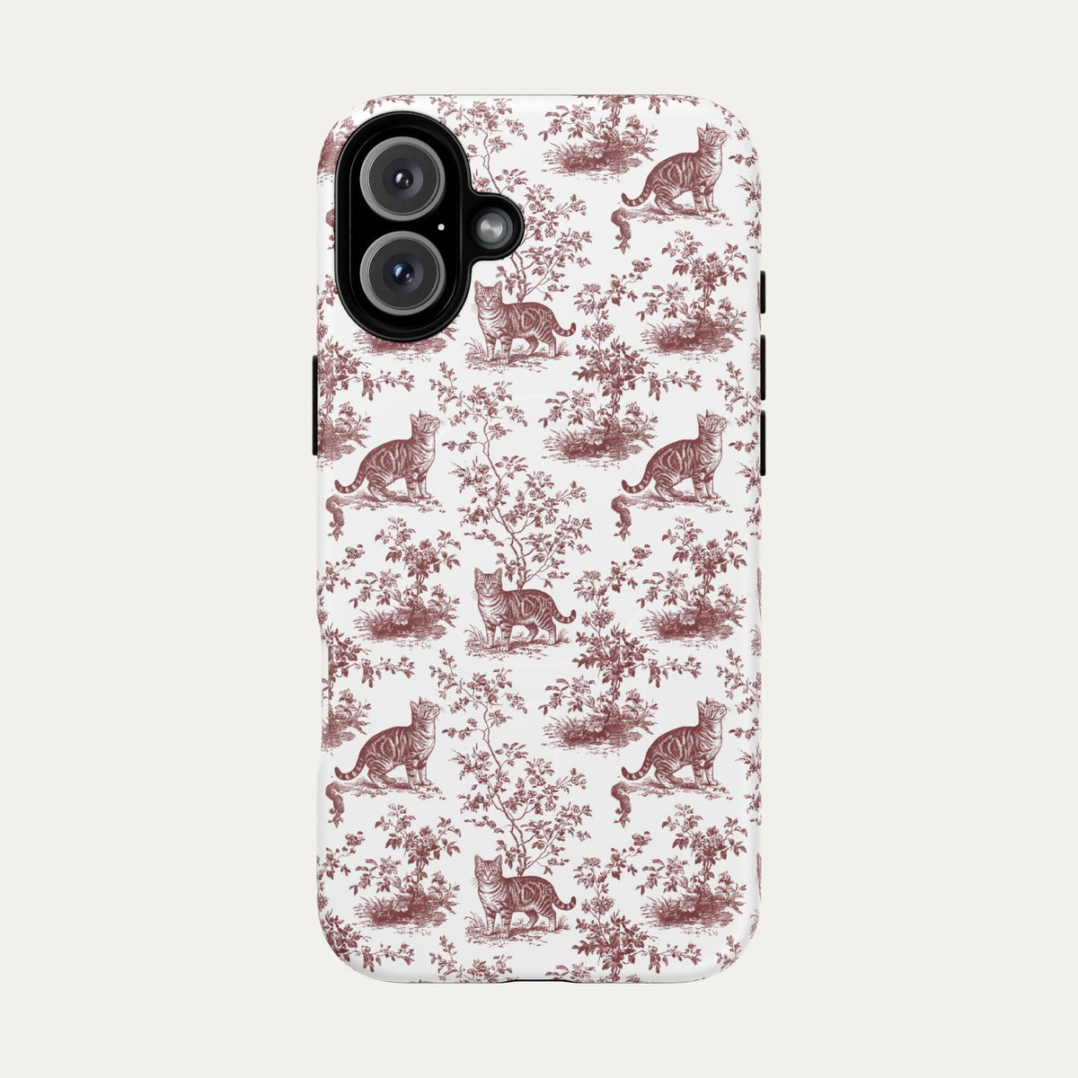 Tabby Cat Burgundy Toile phone Case