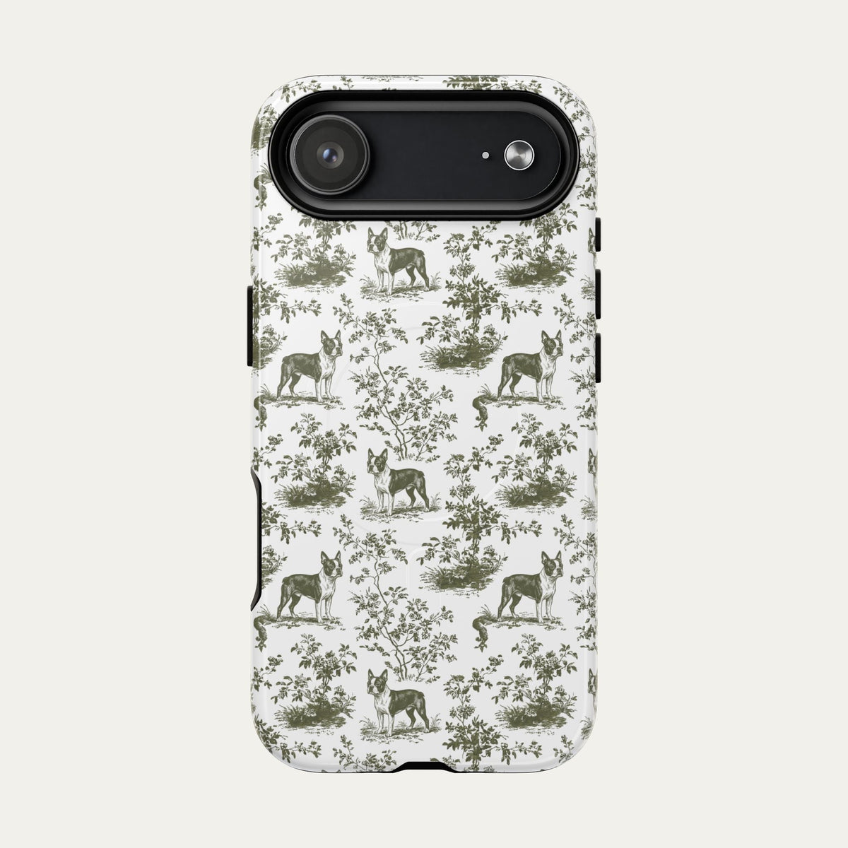 Boston Terrier Sage Green Toile phone Case