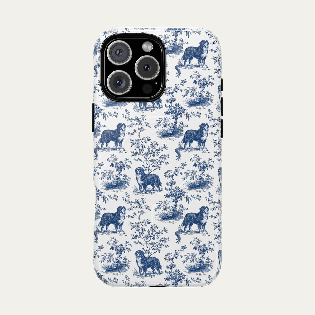 Bernese Mountain Blue Toile Phone case