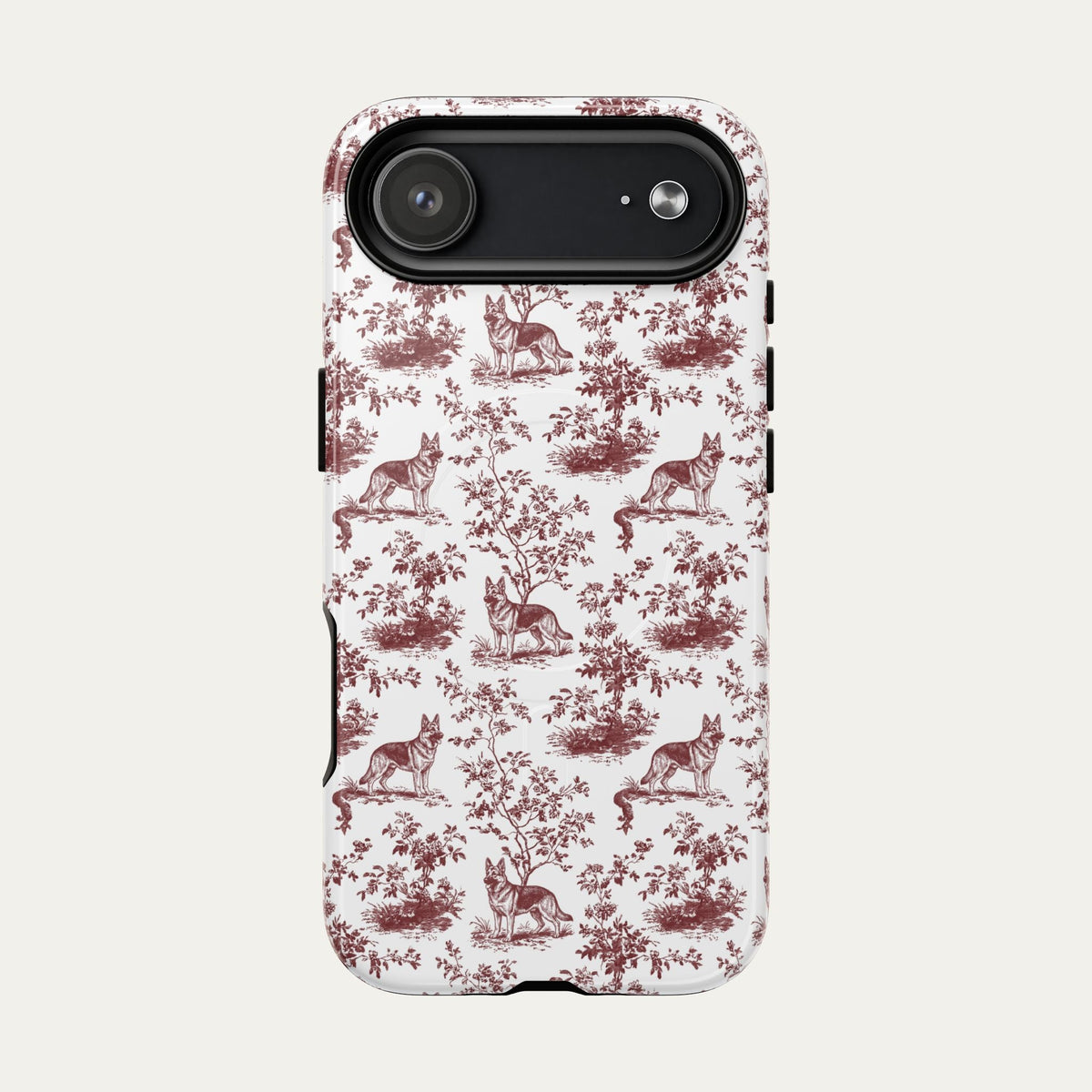 German Shepherd Burgundy Toile phone Case