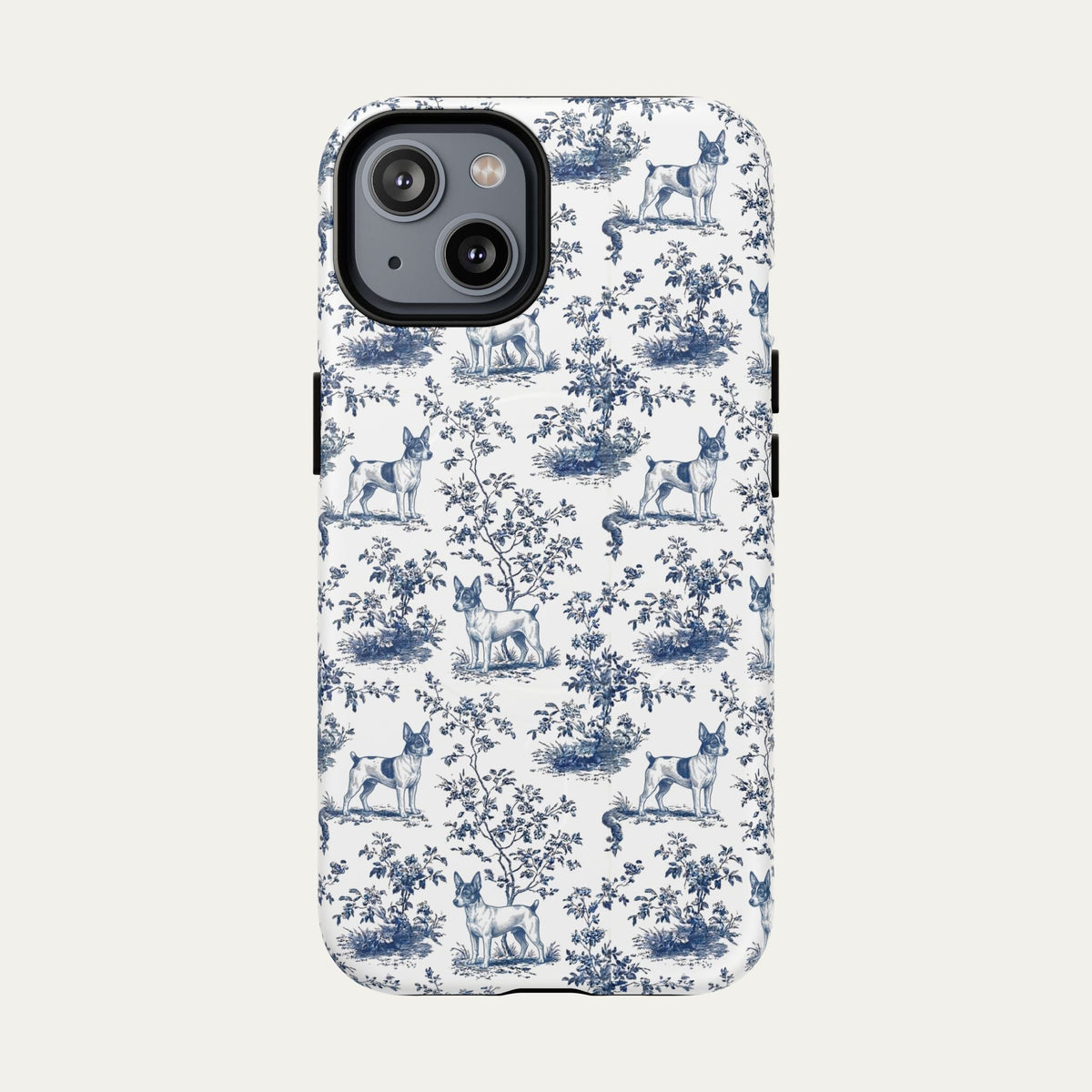 Toy Fox Terrier Blue Toile Phone case