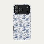 Pomeranian Blue Toile Phone case
