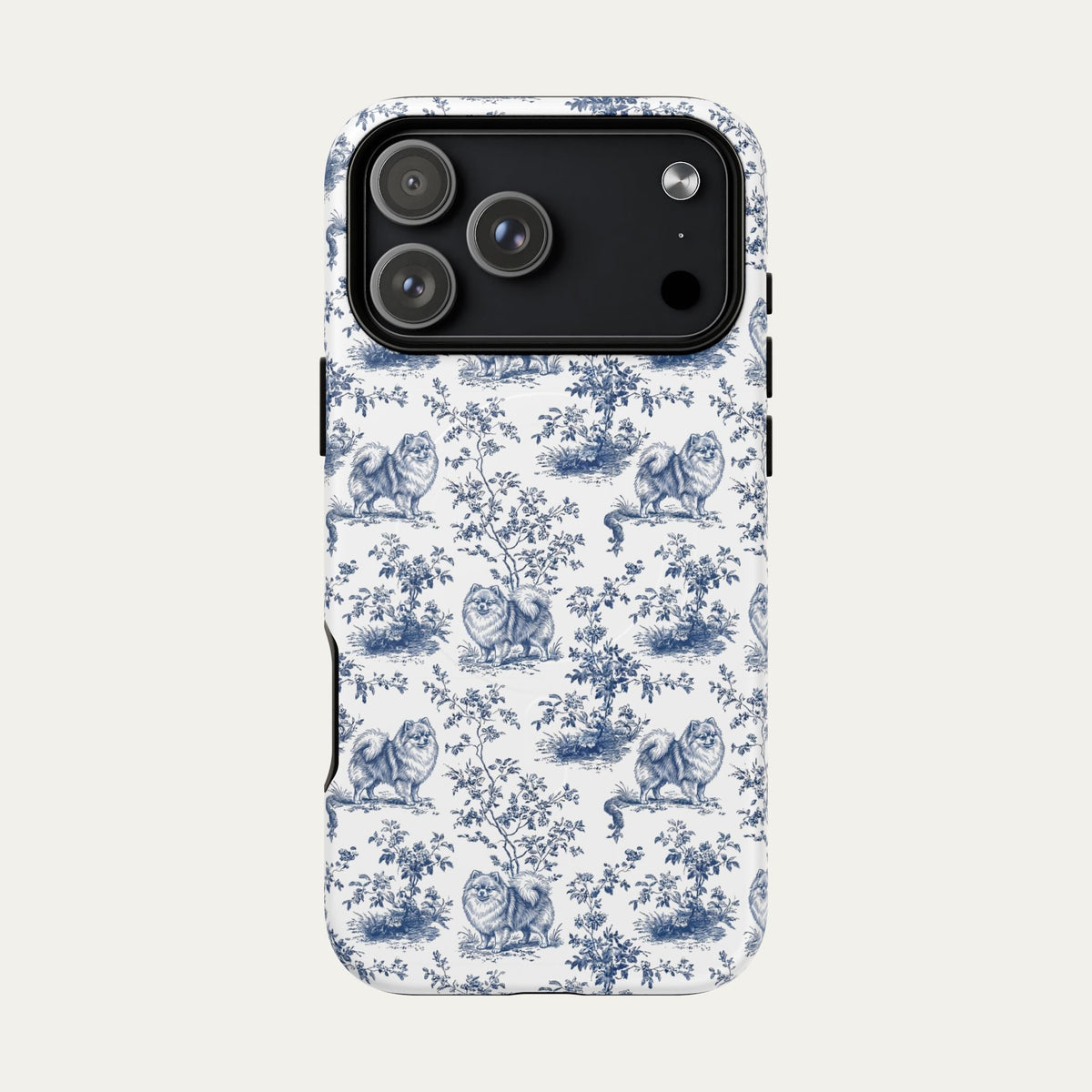 Pomeranian Blue Toile Phone case