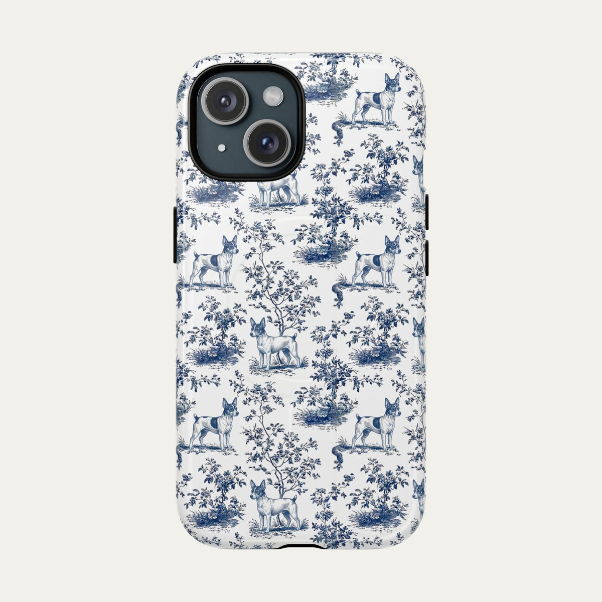 Toy Fox Terrier Blue Toile Phone case