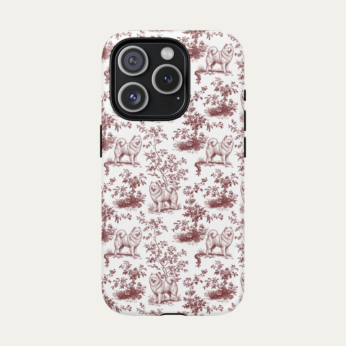 Samoyed Burgundy Toile phone Case