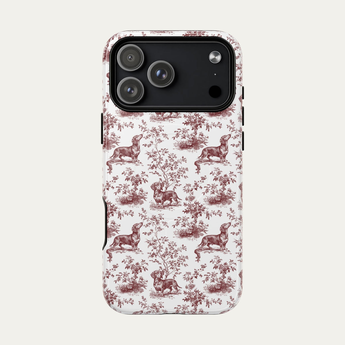 Dachshund Shorthaired Burgundy Toile phone Case