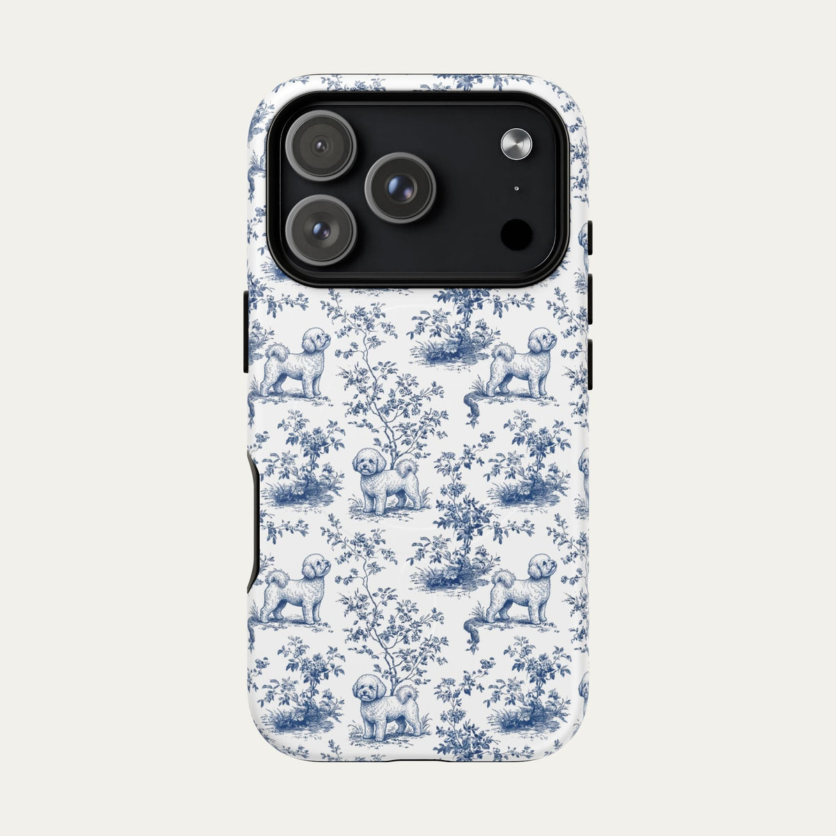 Bichon Frise Blue Toile Phone case