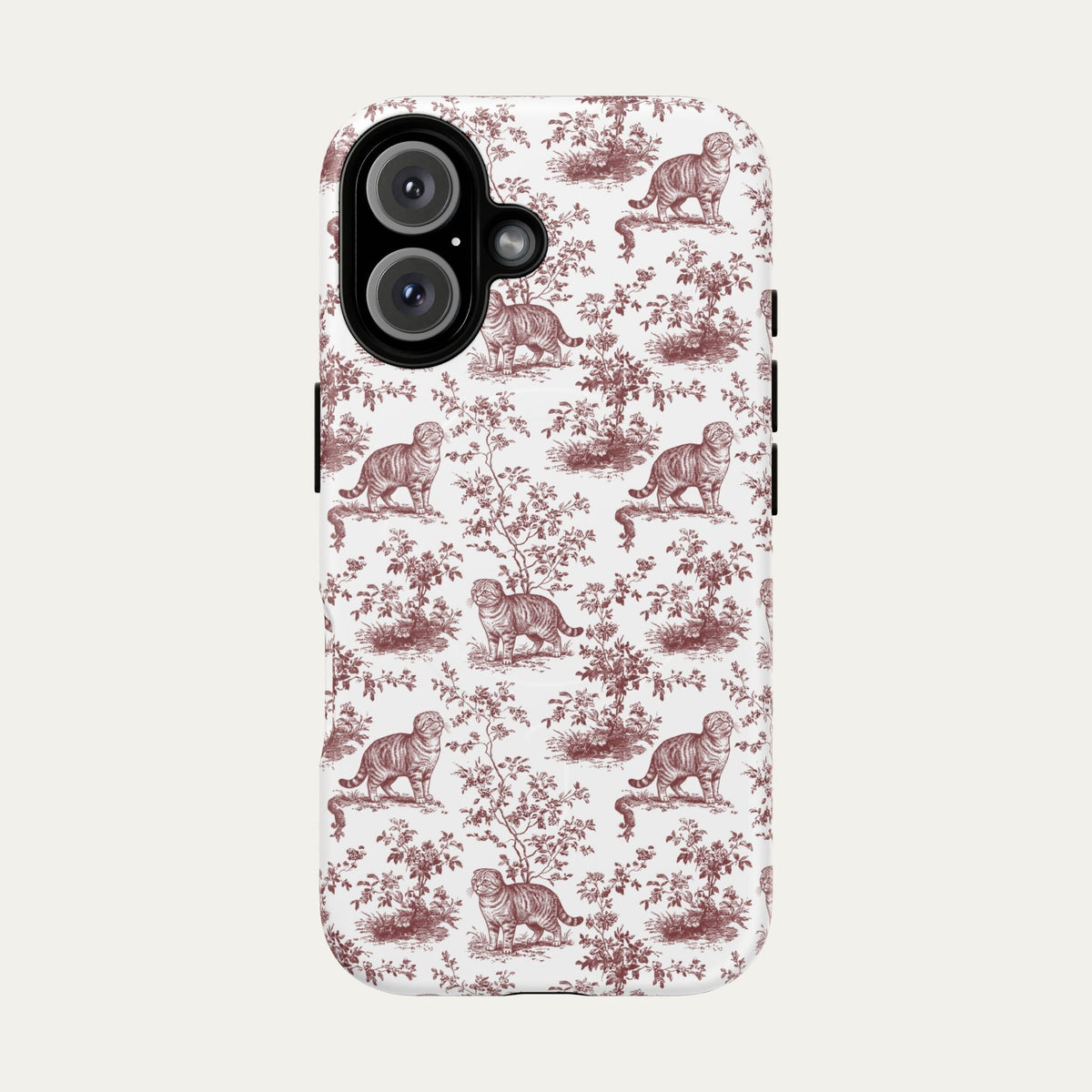 Scottish Fold Cat Burgundy Toile phone Case