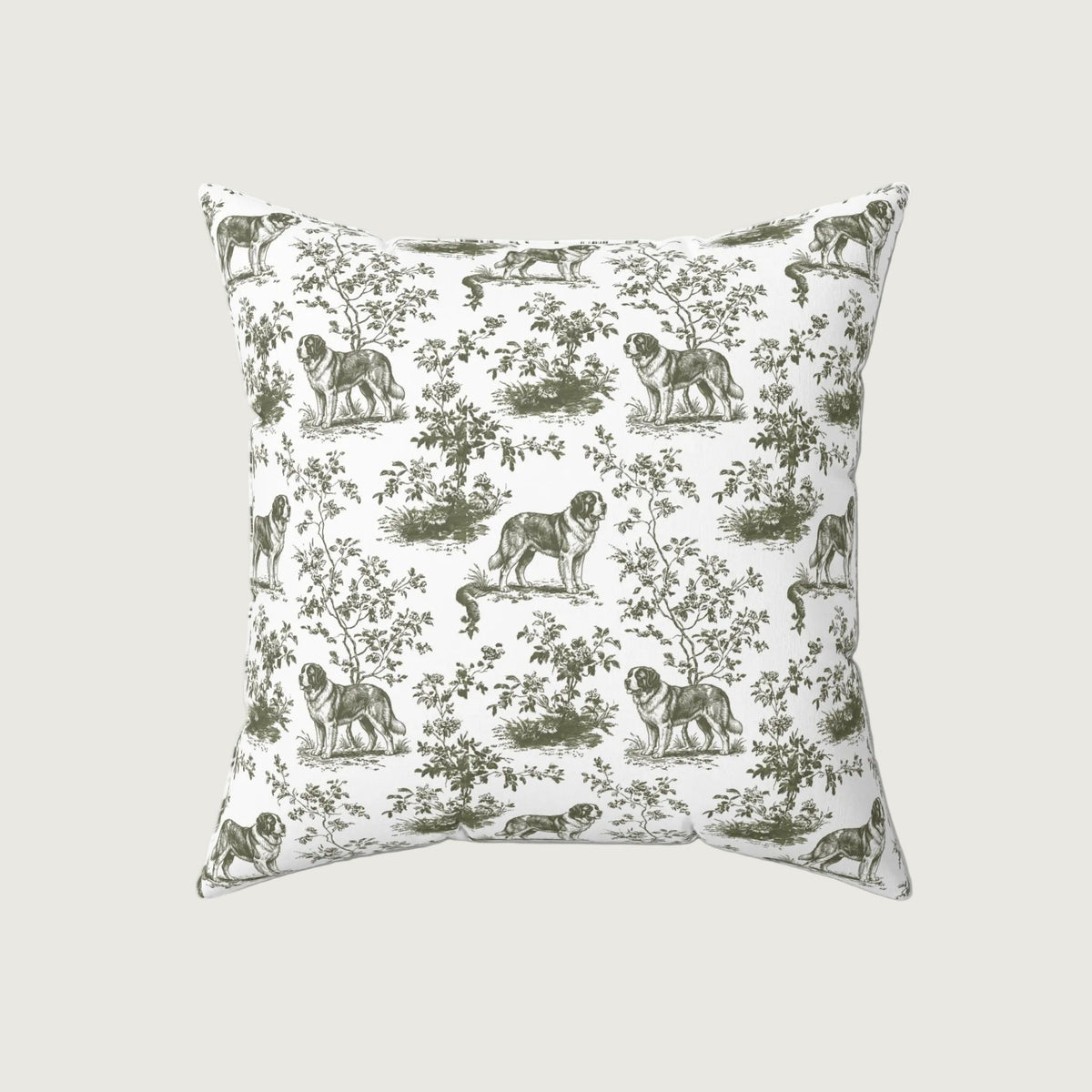 Saint Bernard Sage Green French Toile Pillow
