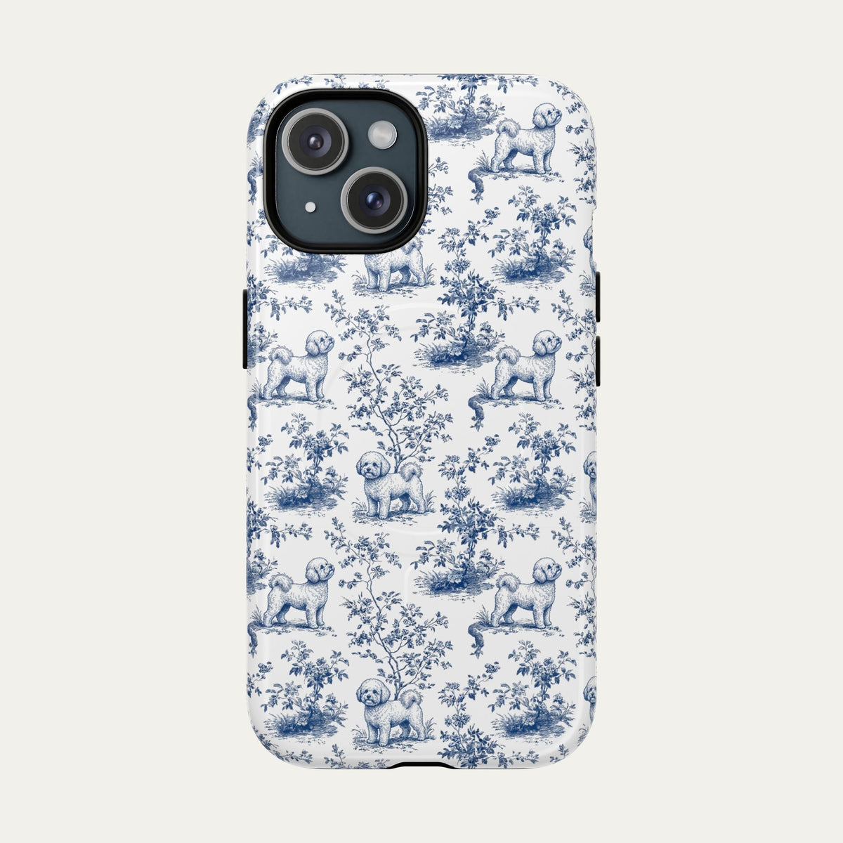 Bichon Frise Blue Toile Phone case