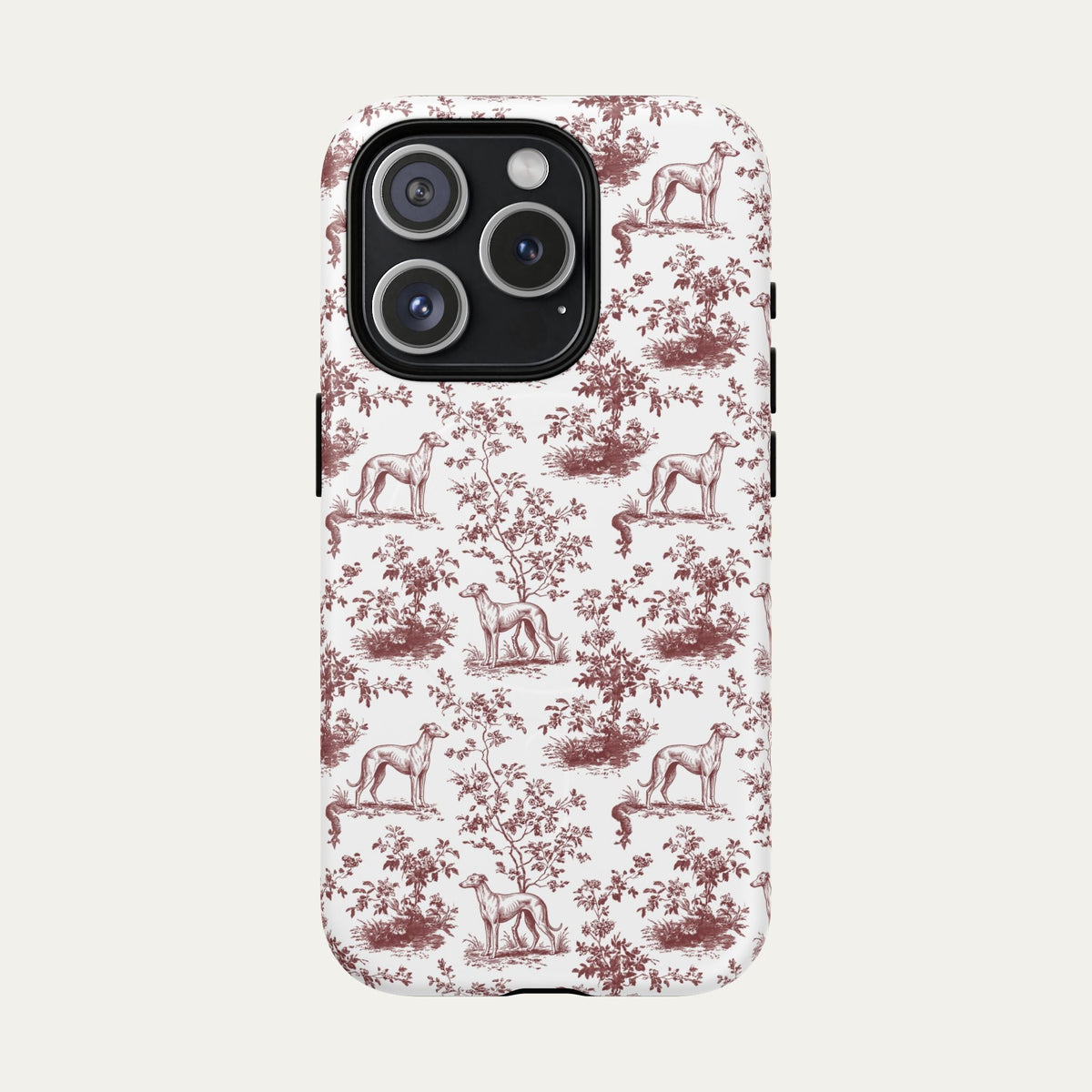 Whippet Burgundy Toile phone Case