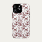 Corgi Burgundy Toile phone Case