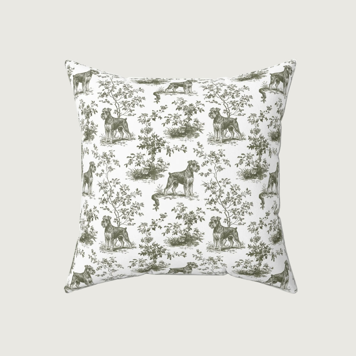 Schnauzer Sage Green French Toile Pillow