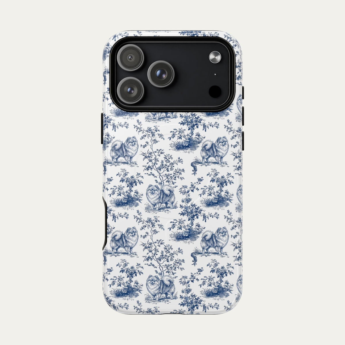 Pomeranian Blue Toile Phone case
