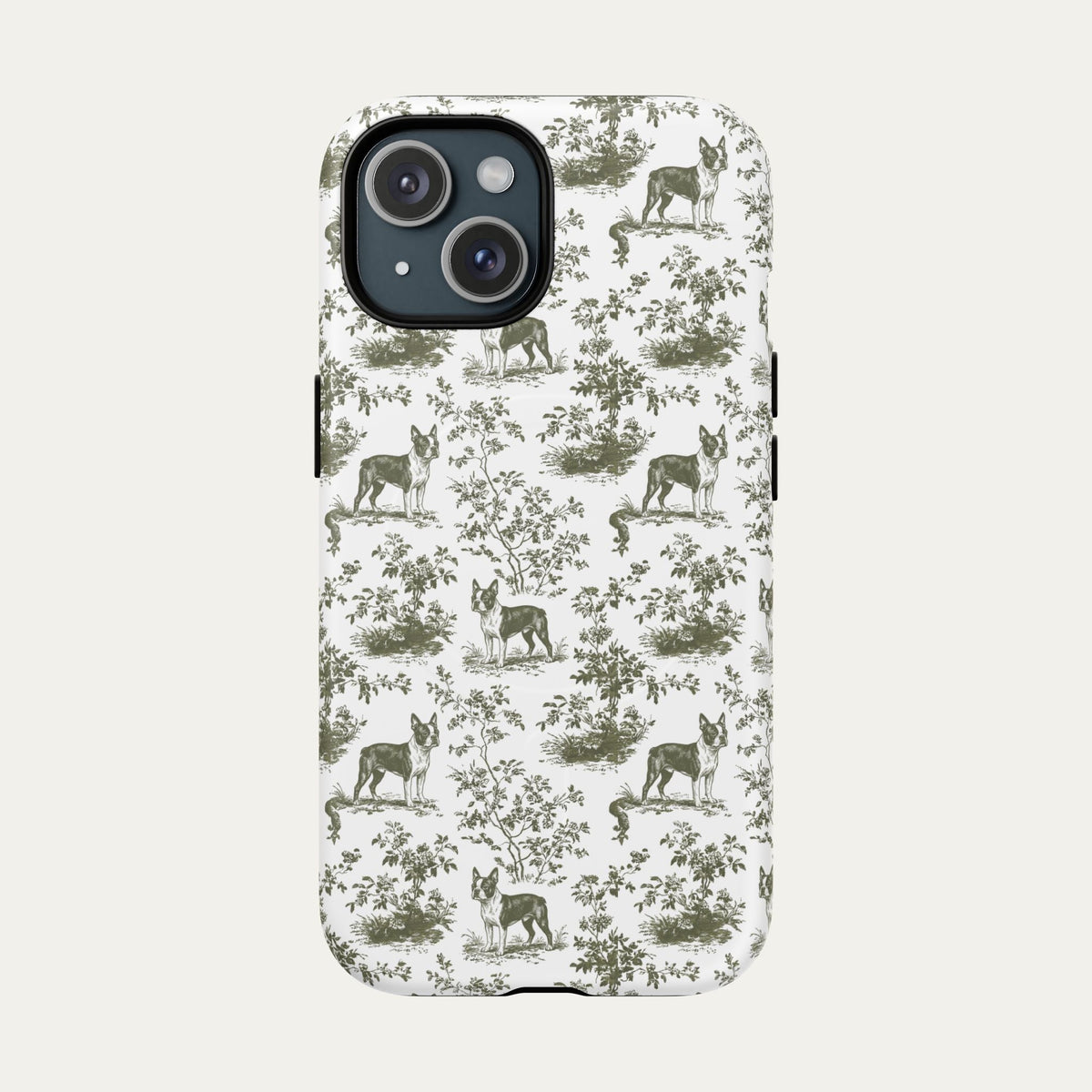 Boston Terrier Sage Green Toile phone Case
