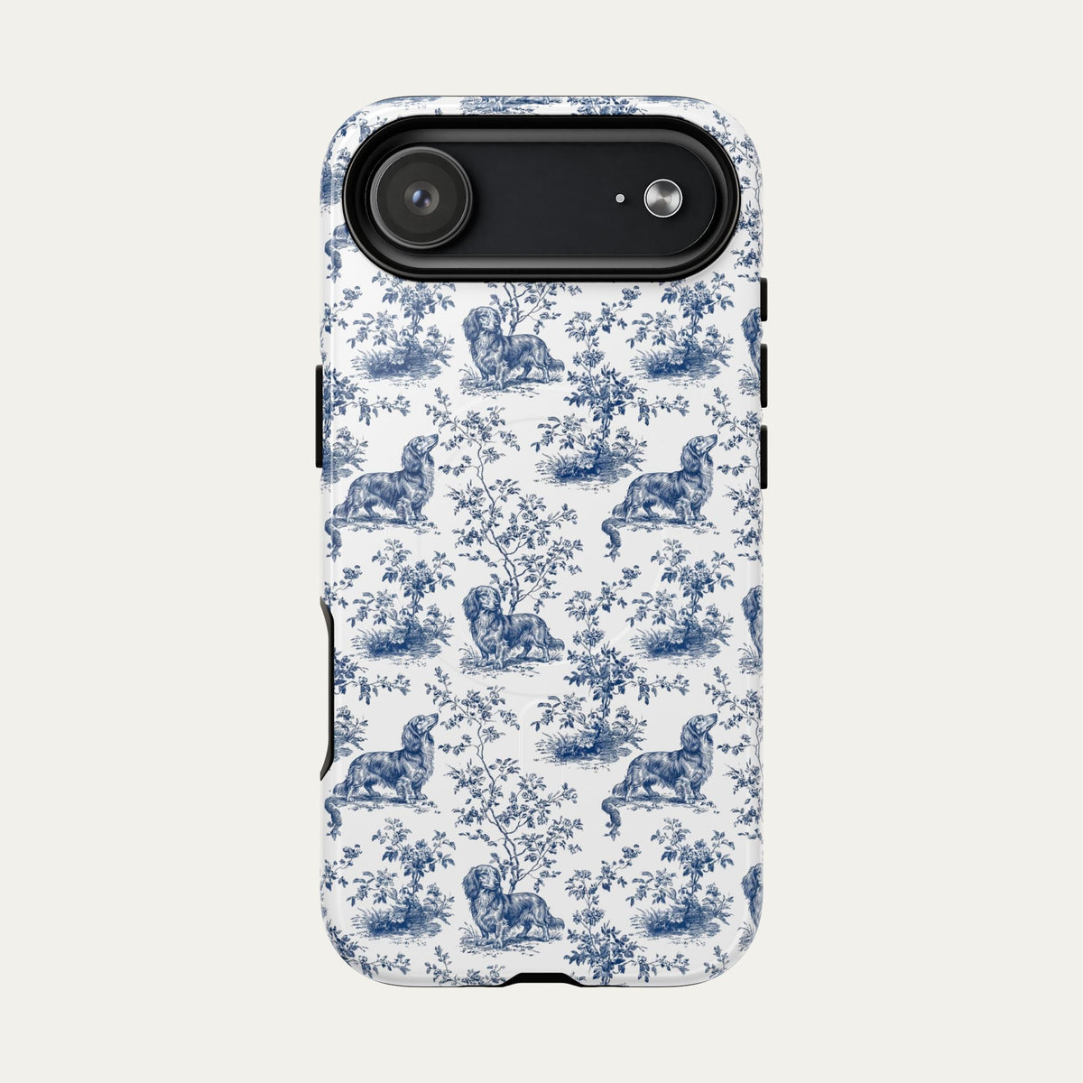 Dachshund Longhaired Blue Toile Phone case