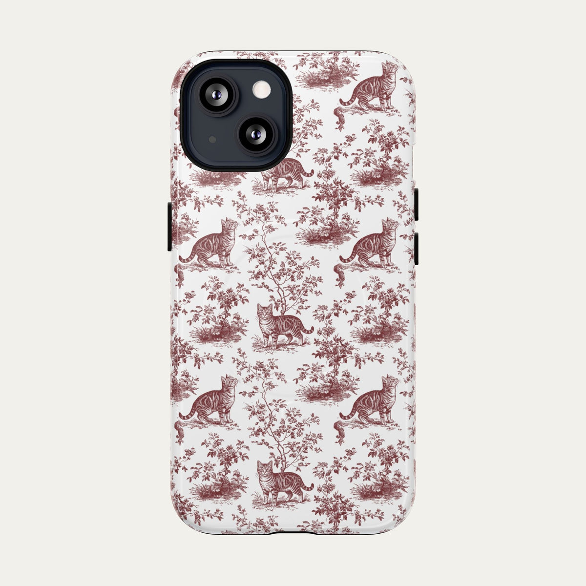 Tabby Cat Burgundy Toile phone Case