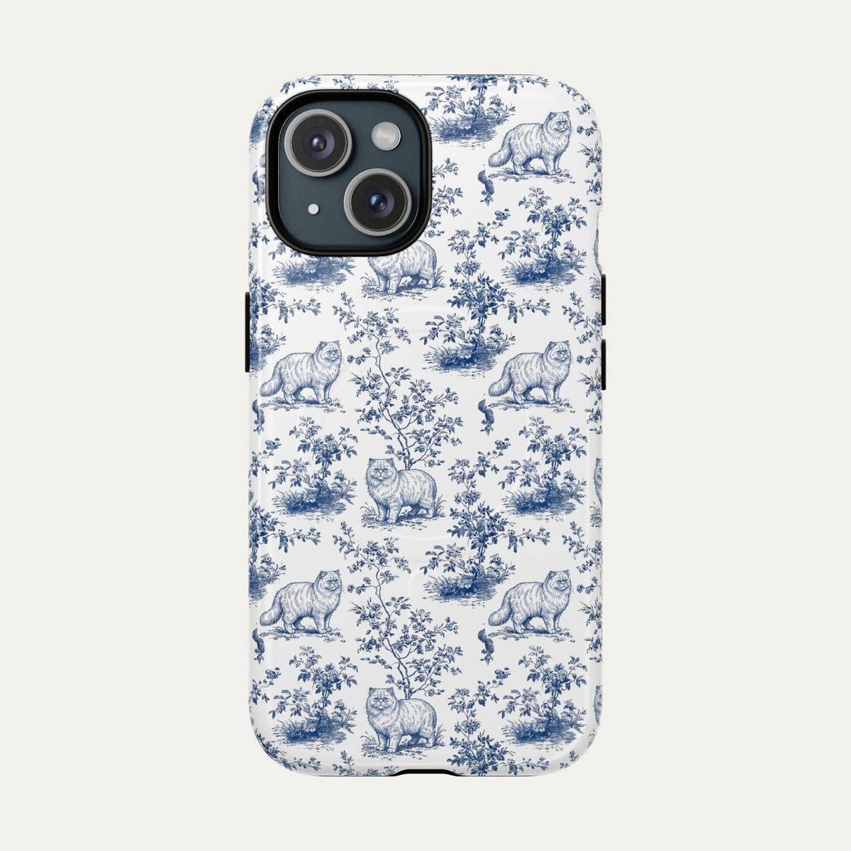 Persian Cat Blue Toile Phone case