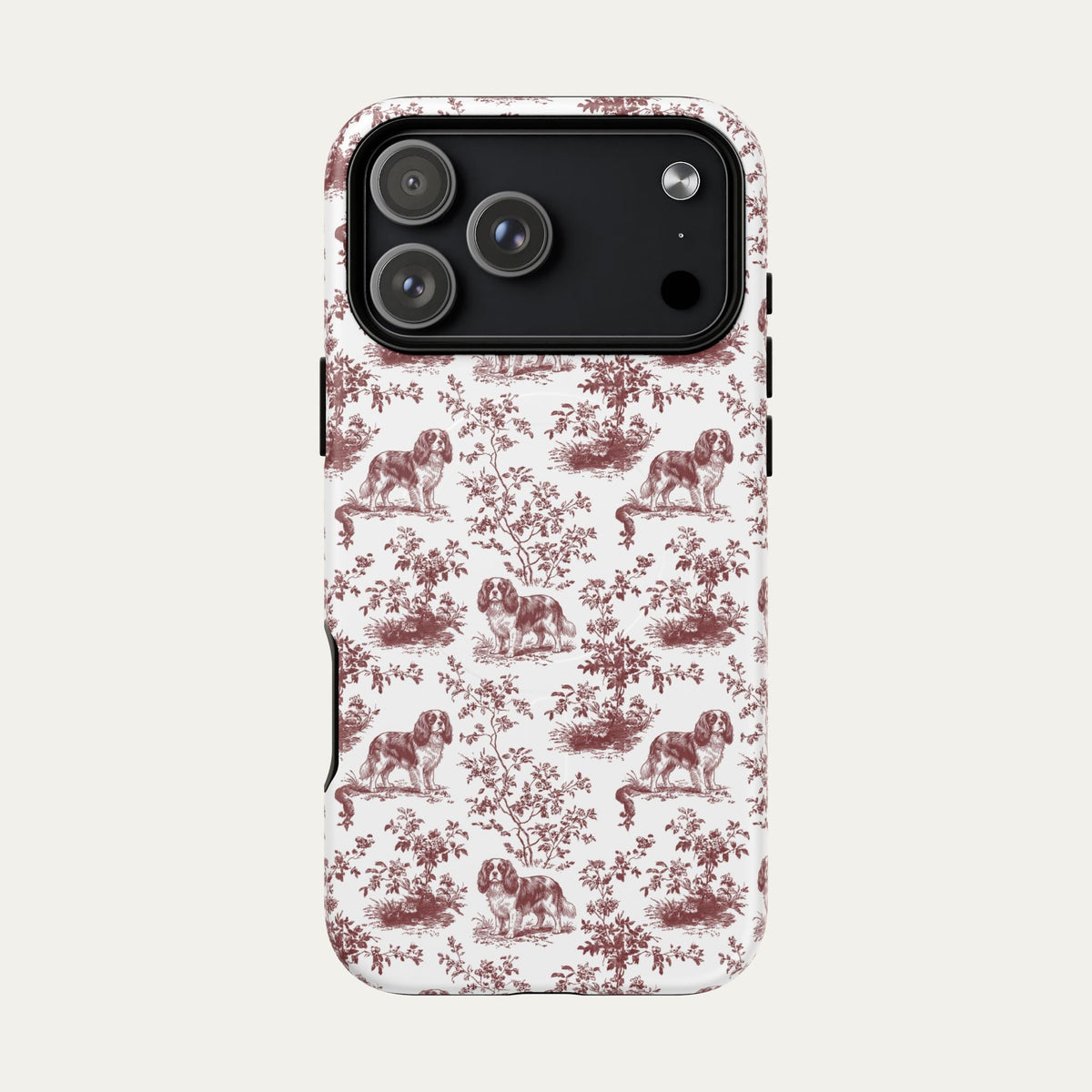 Cavalier Spaniel Burgundy Toile phone Case