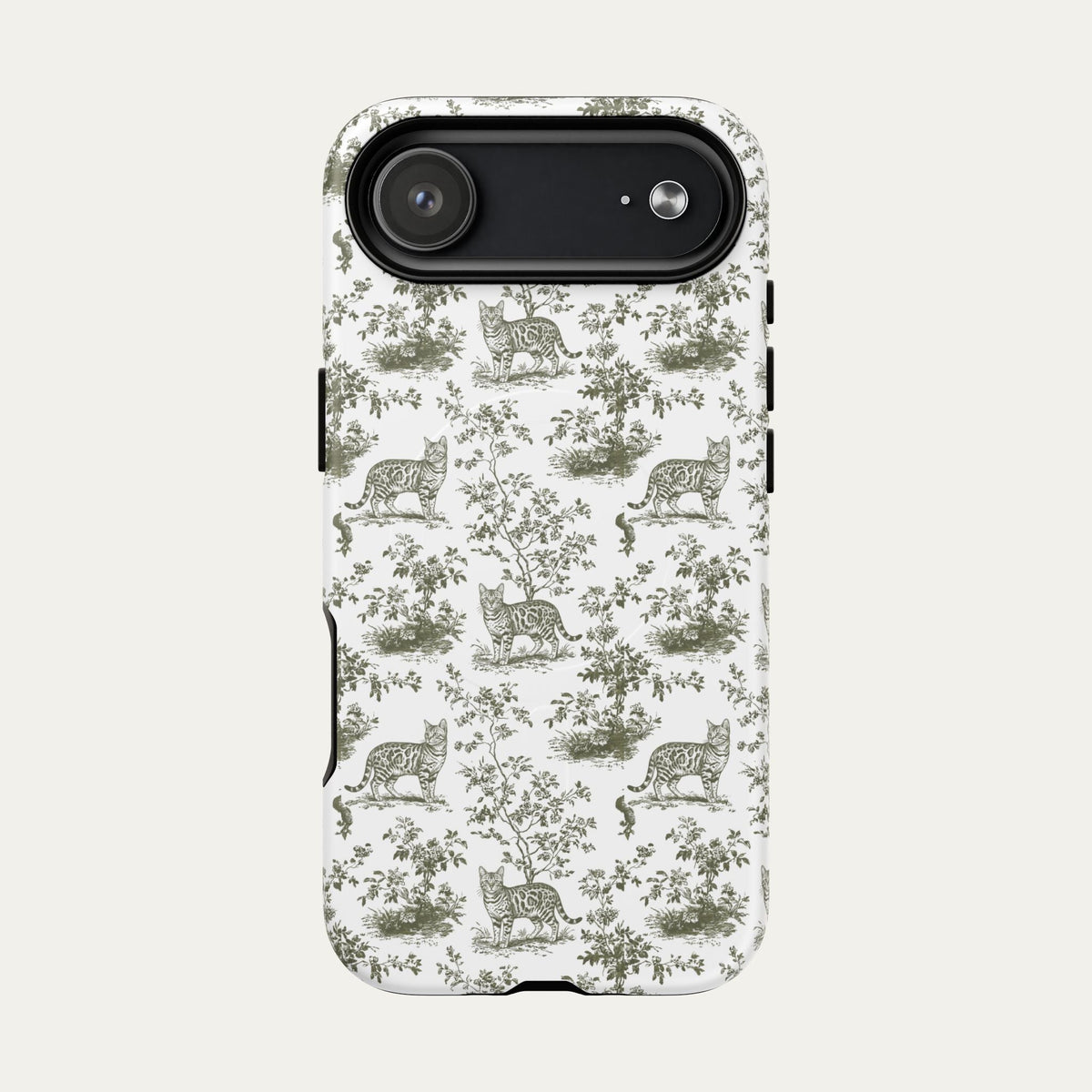 Bengal Cat Sage Green Toile phone Case