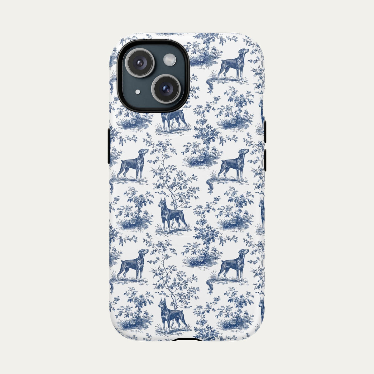 Doberman Blue Toile Phone case