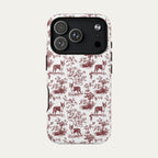 Boston Terrier Burgundy Toile phone Case