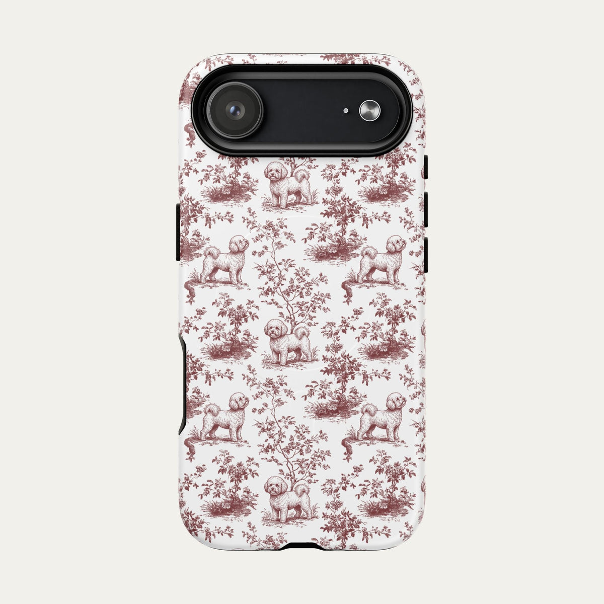 Bichon Frise Burgundy Toile phone Case
