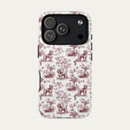 Poodle Burgundy Toile phone Case
