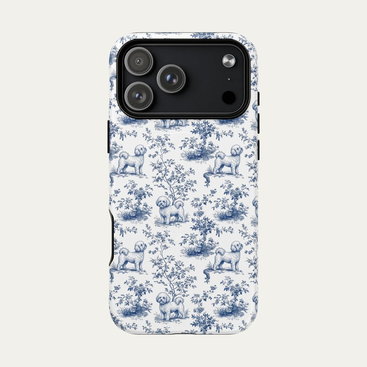 Bichon Frise Blue Toile Phone case